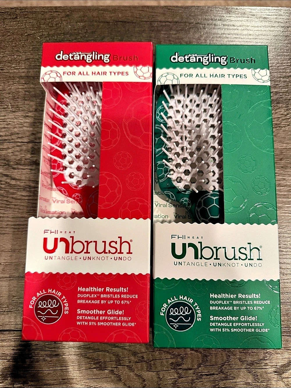 Unbrush Detangling Brush Set Red & Green NWT